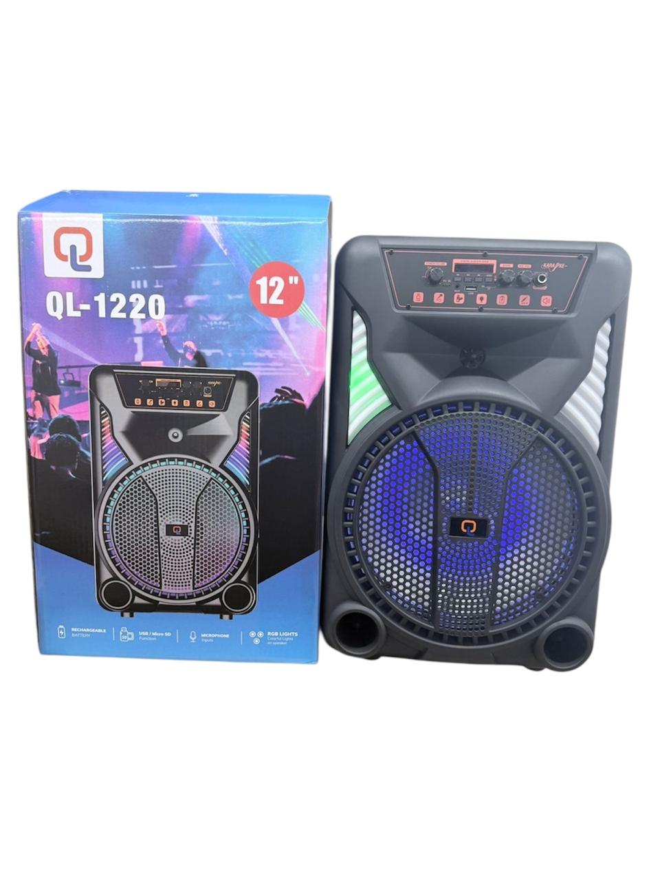 QL-1220 Speaker, 12", Rechargeable, USB, Microphone, RGB Lights