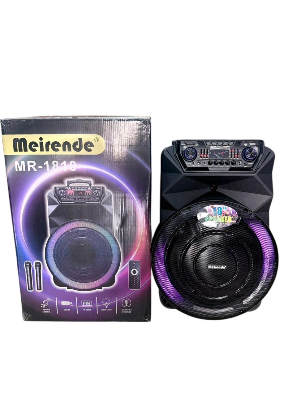 Meirende Speaker MR-1810, 18'', Two wireless microphone, remote control, USB, Disco light, FM Tuner, recording function