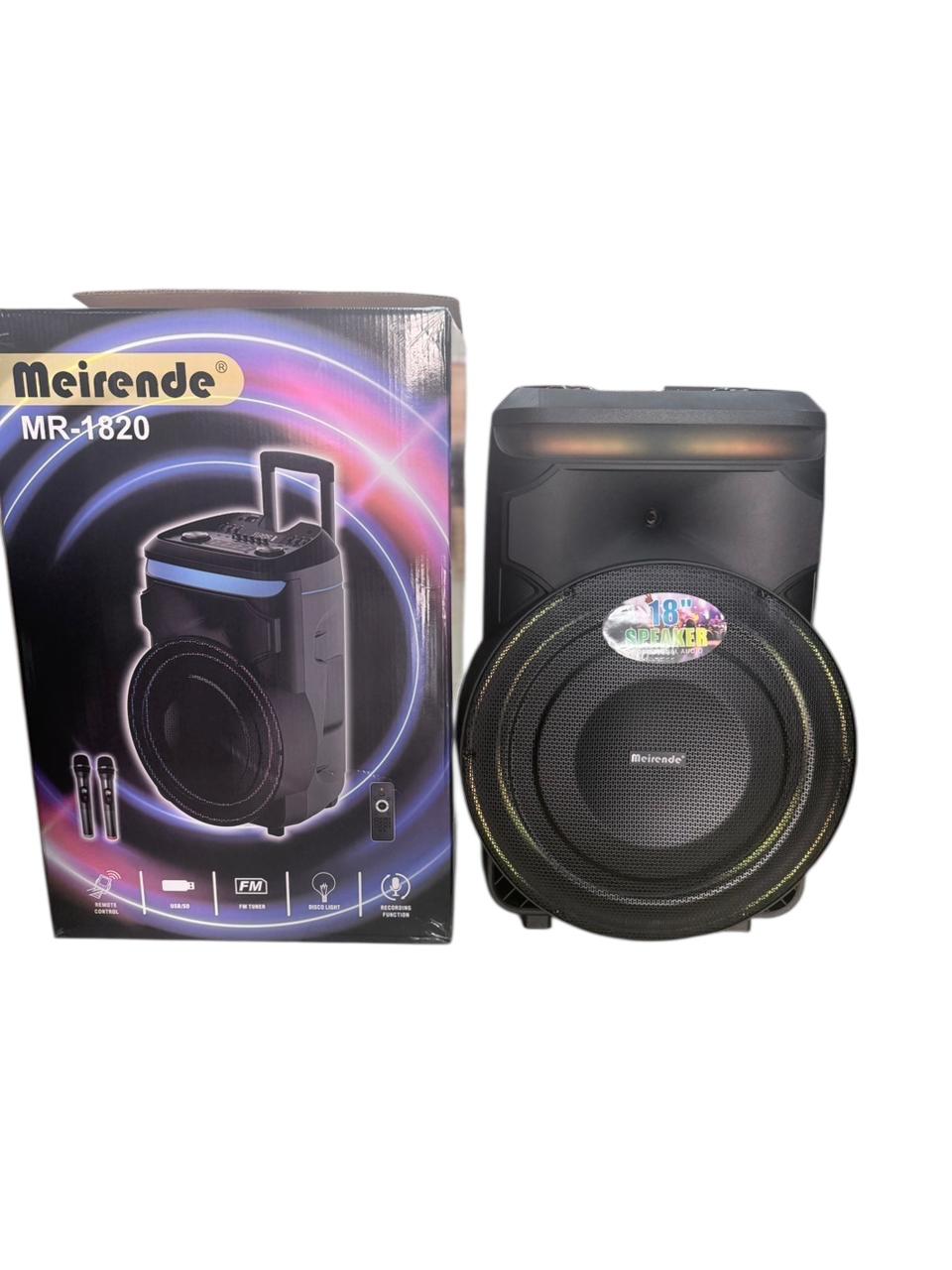 Meirende Speaker MR-1820, 18'', Two wireless microphone, remote control, USB, Disco light, FM Tuner, recording function