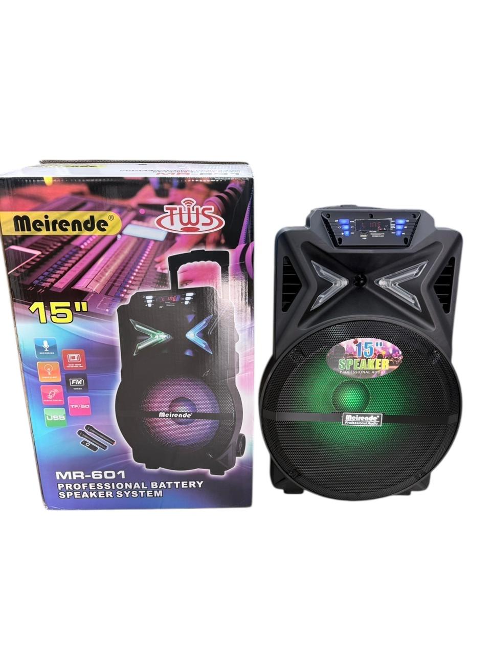 Meirende 15" MR601, Recording, Disco light, Remote control, USB, FM Tuner, Two wireless Microphone