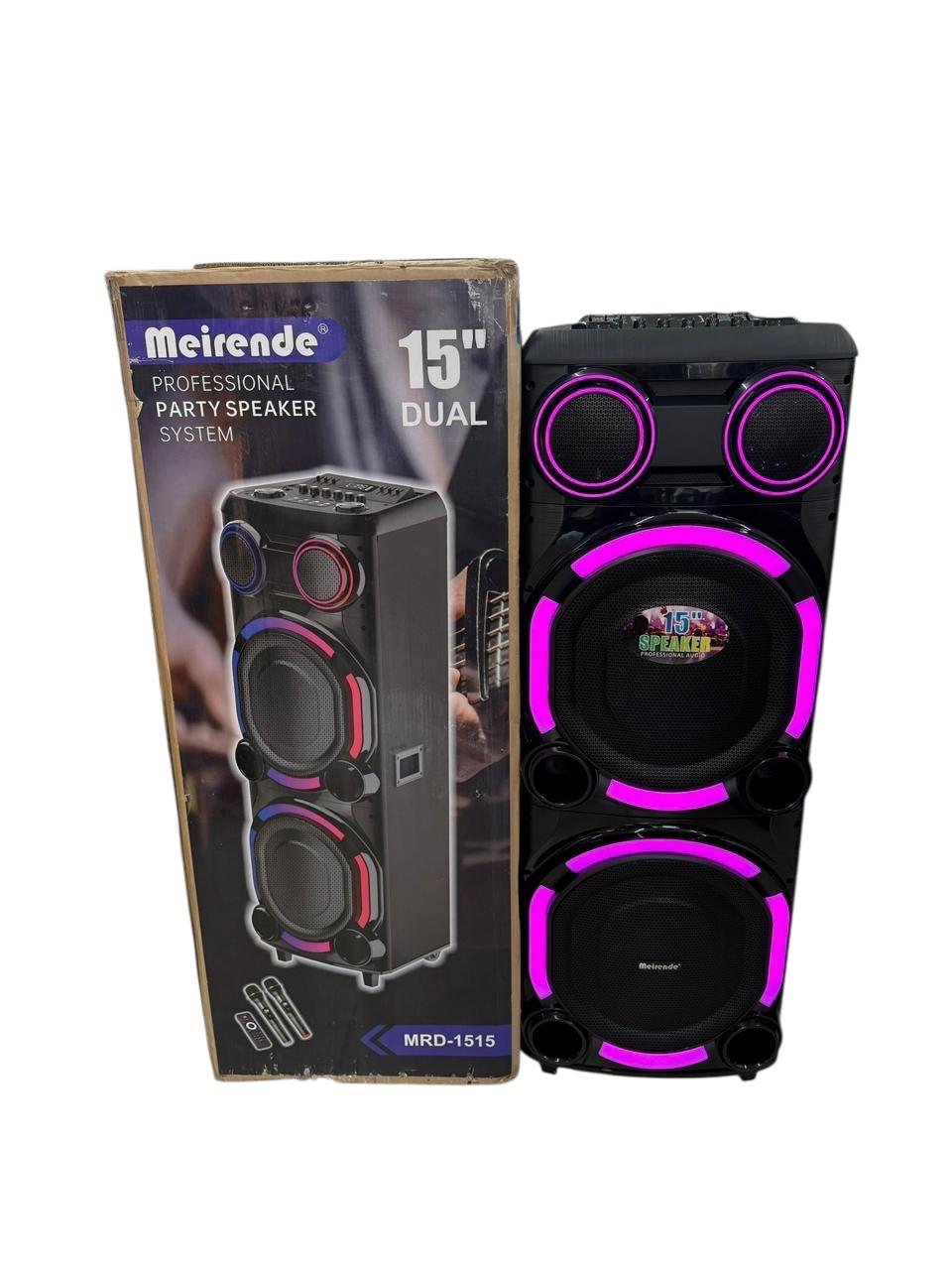 Meirende MRD-1515, 15" DUAL, Remote control, two wireless microphones, RGB, AUX, Bluetooth, SD card, Rechargeable